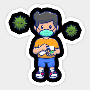 Cute boy wearing mask cartoon Sticker